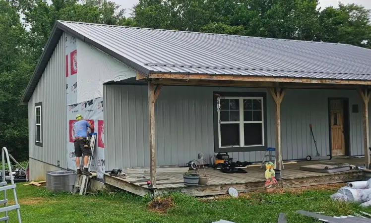 Siding replacement in progress
